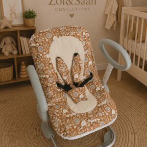 Housse compatible avec le transat Béaba® Up & Down en tissu fleuri, confection artisanale française par ZolSaan Confections